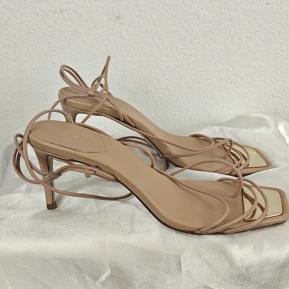 Schutz Women's Sianna Square Toe High Heel Sandals In Tan Size 8B